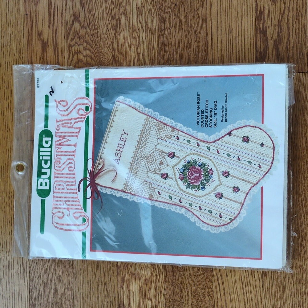 Bucilla Christmas counted cross stitch kit Stocking Victorian Rose 82733